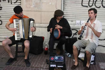 A Klezmer Band, Segundo Mundo, performing  at the Sunday market in San Telmo 