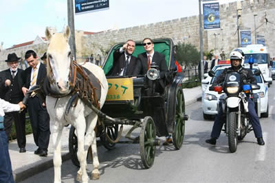 Kaiser Wilheim great grandson visits Jerusalem near the Old City walls