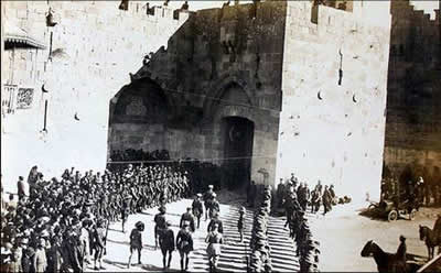 Kaiser Wilheim II entering the Old City walls, 1898
